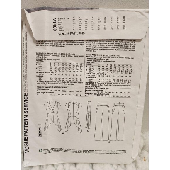 Vogue V1480 Donna Karan Collection Top & Pants | Sizes 4–12 | UNCUT - Picture 6 of 11